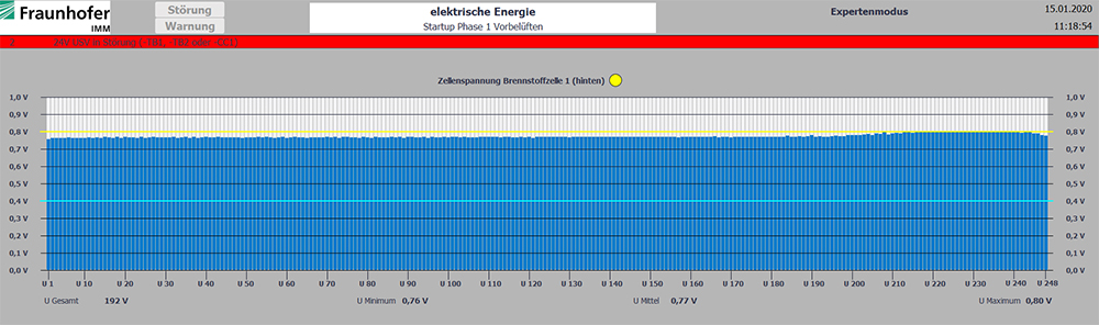 Visualization of the 248 cell voltages of a fuel cell in real time